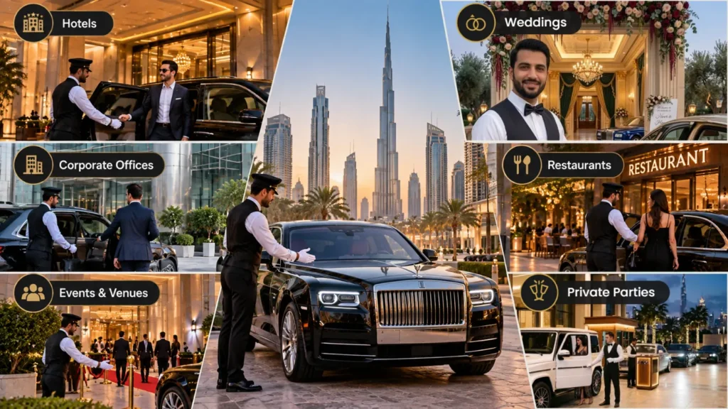 Valet parking at hotels, restaurants, offices, weddings, events and private parties in Dubai