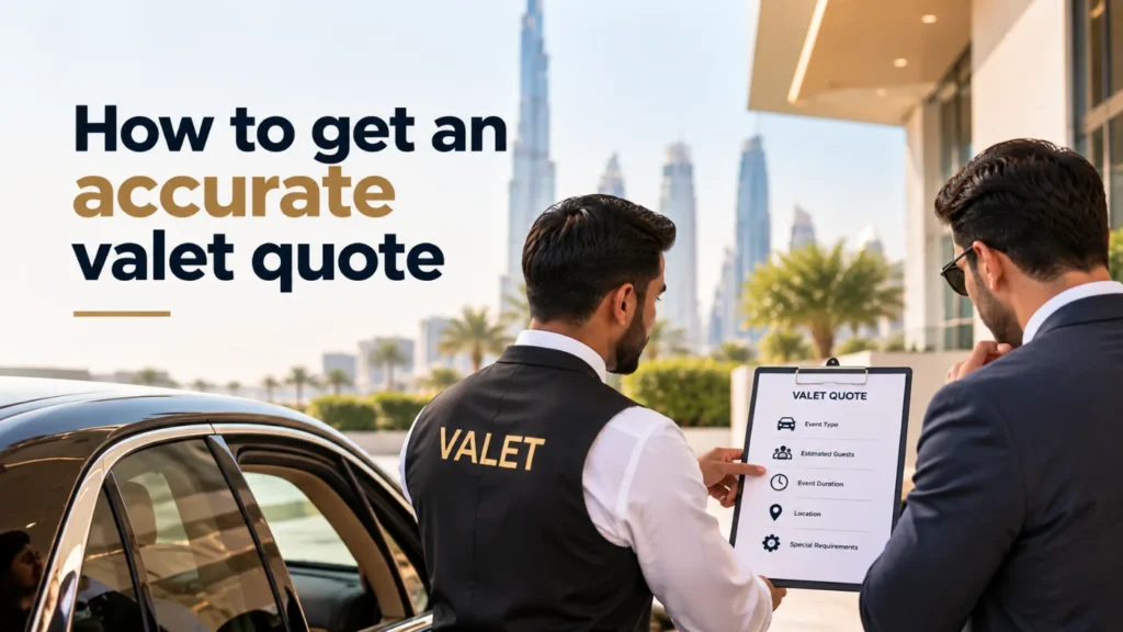 How to get an accurate valet quote: valet showing a client the event type, guests, duration and location checklist