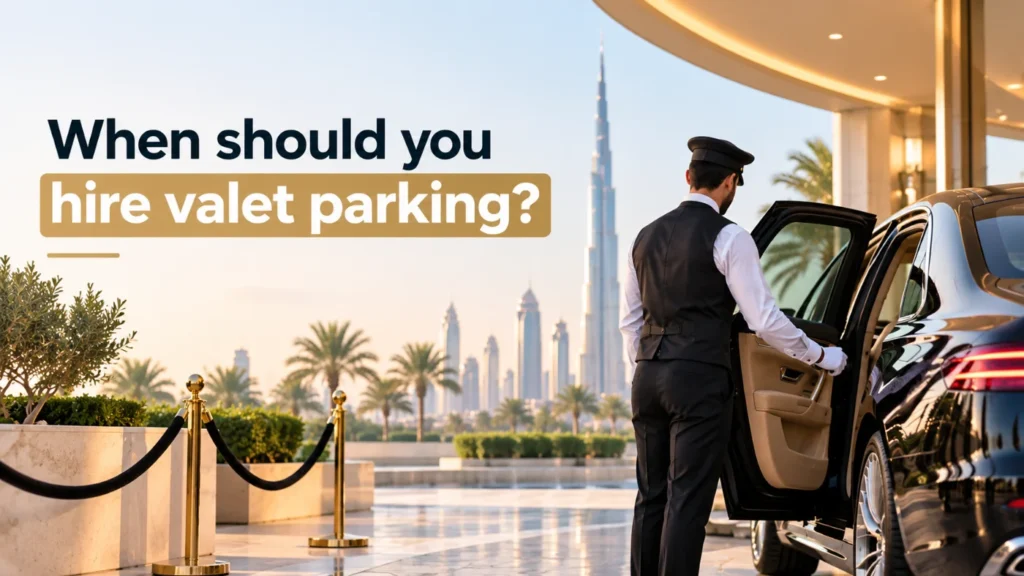 When should you hire valet parking: valet attendant opening a car door in Dubai